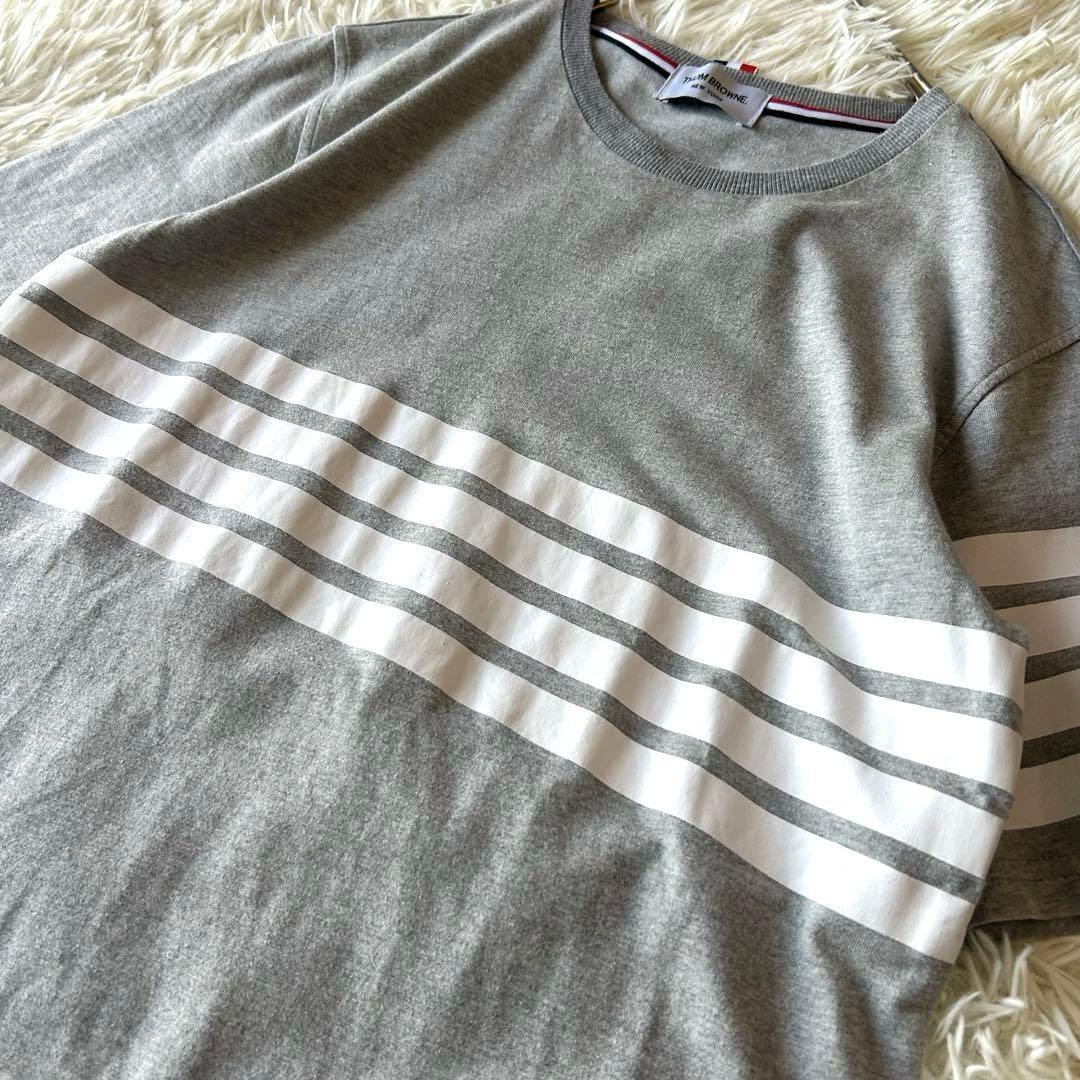 美品　トムブラウン　ボーダー半袖Tシャツ　4bar トリコロール　グレー　М〜L