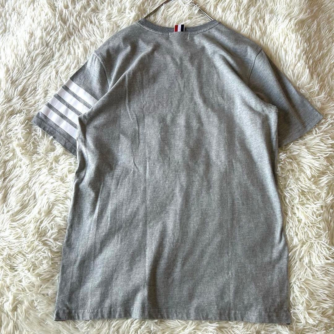 美品　トムブラウン　ボーダー半袖Tシャツ　4bar トリコロール　グレー　М〜L