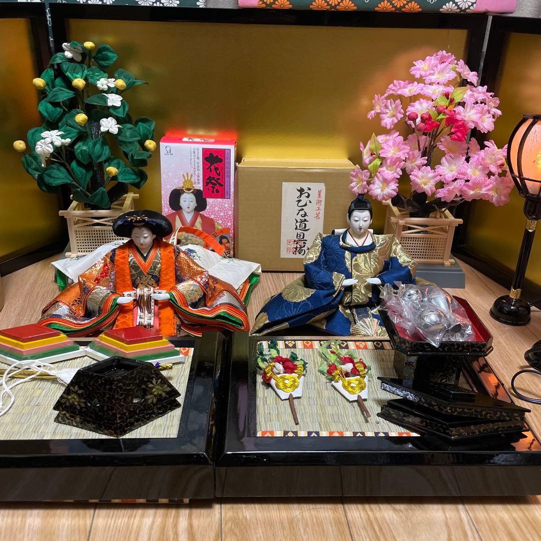 【美品】久月　雛人形セット　三五親王　親王飾り　義春　付属品多数