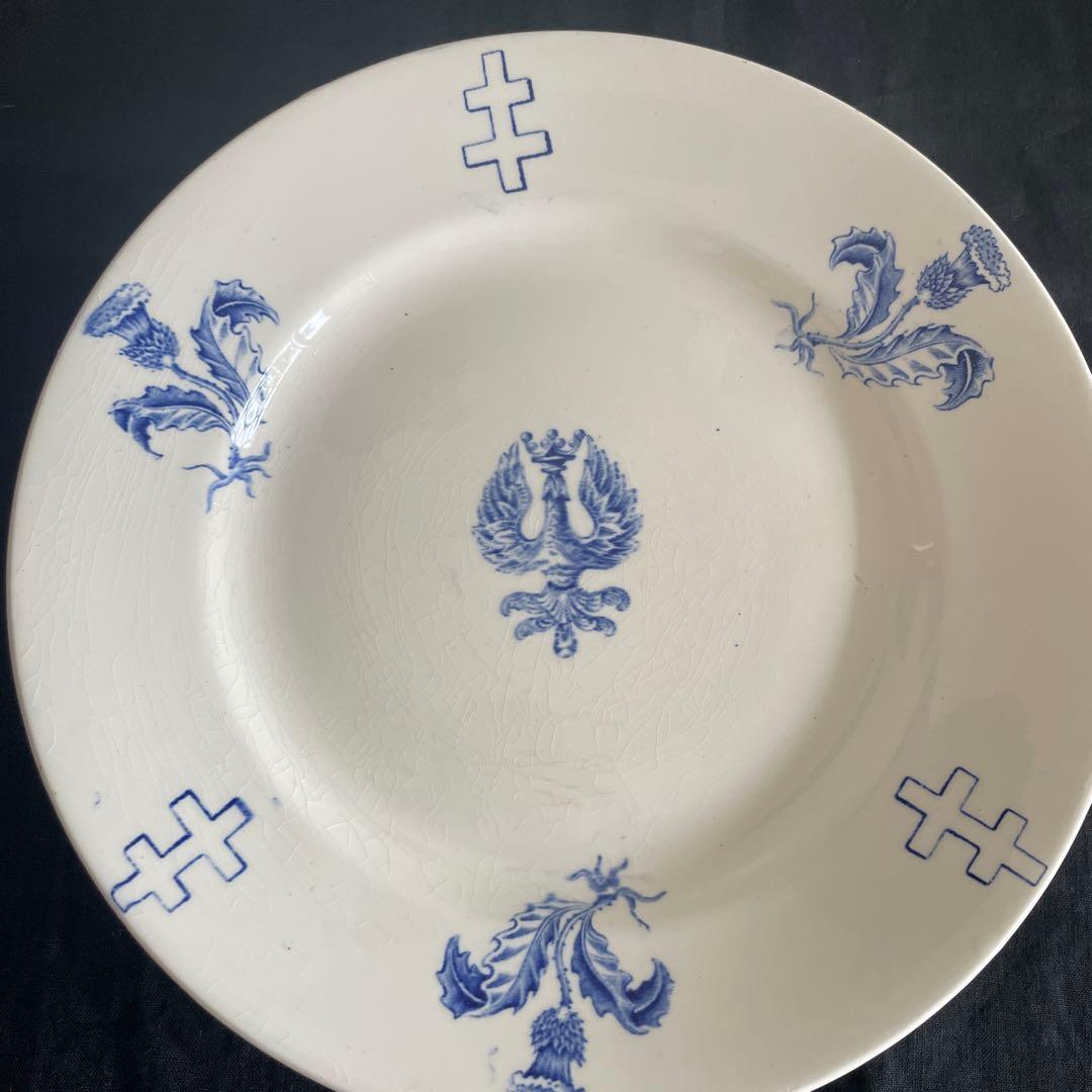 リュネヴィル窯　ロレーヌ十字　コンポティエ　アンティーク　皿　フランス