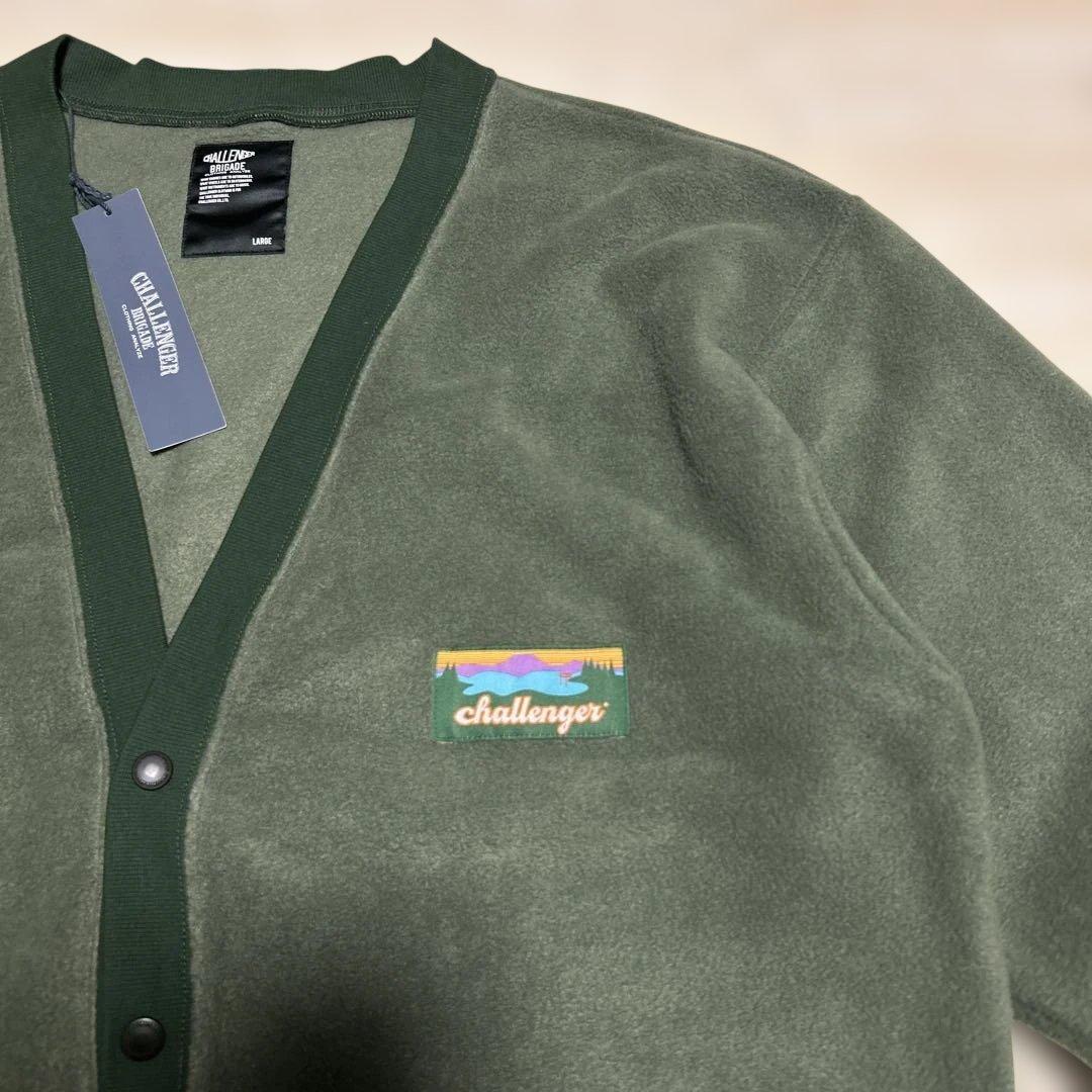 【新品・未使用品】CHALLENGER フリースカーディガン　オリーブ　L