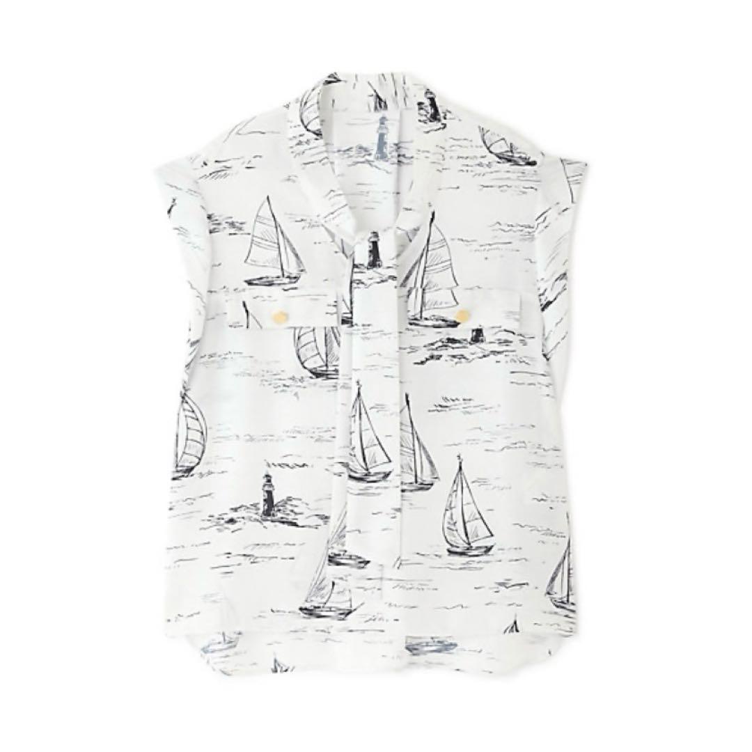 PINKY&DIANNE ヨットプリントボウタイブラウス