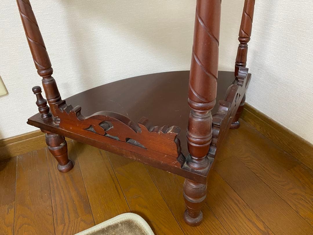 木製コーナーシェルフ 4段 ブラウン アンティーク ウッド コーナーラック