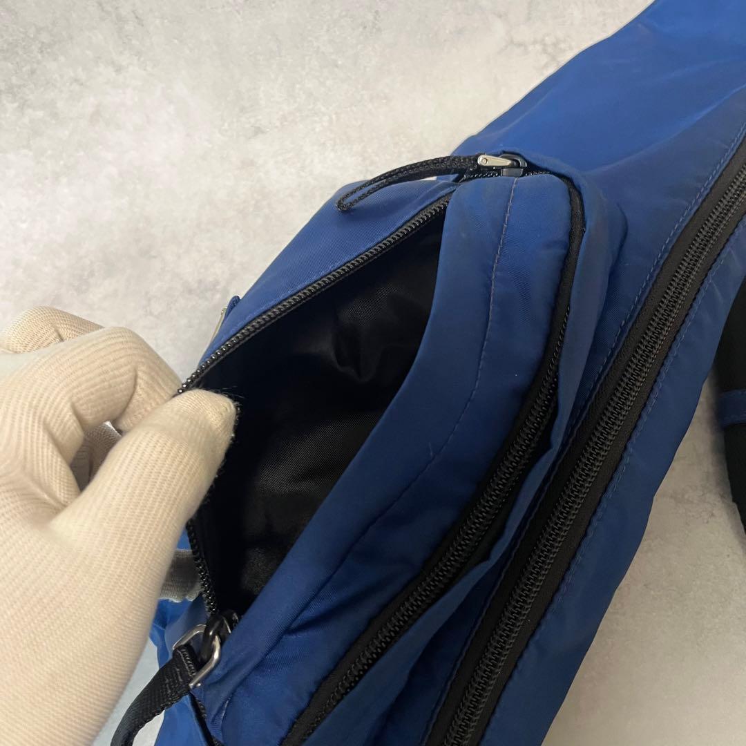 【人気】PRADA ウエストバッグ　2VL005 三角ロゴ　ブルー　ナイロン