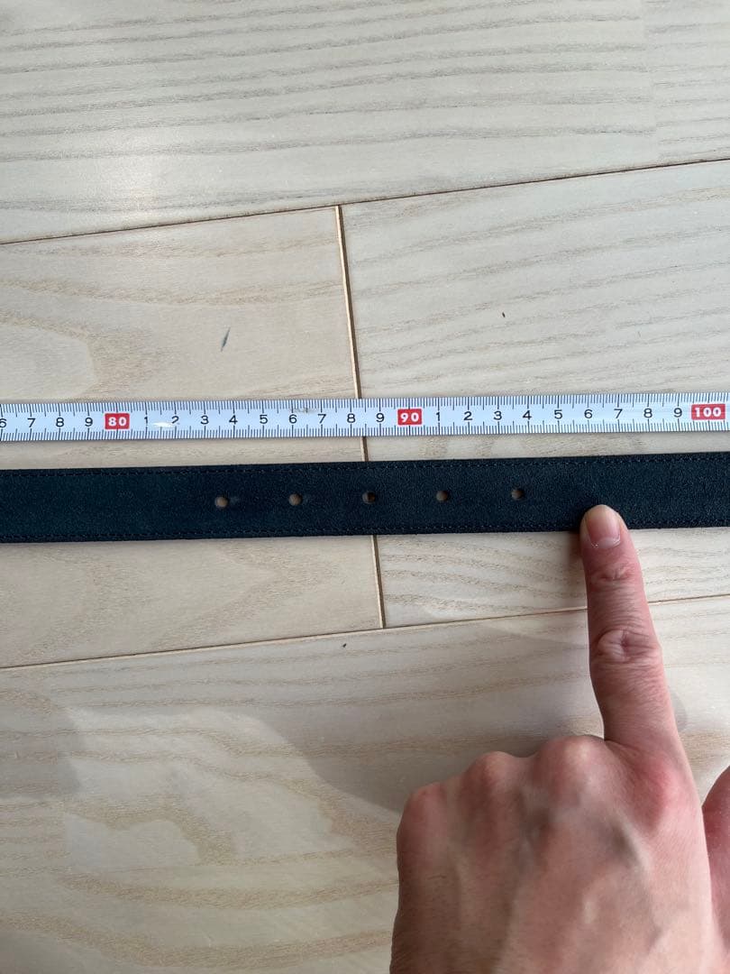 未使用品　AMBOISE ネイビーレザー ベルト 星型装飾　90 フランス製