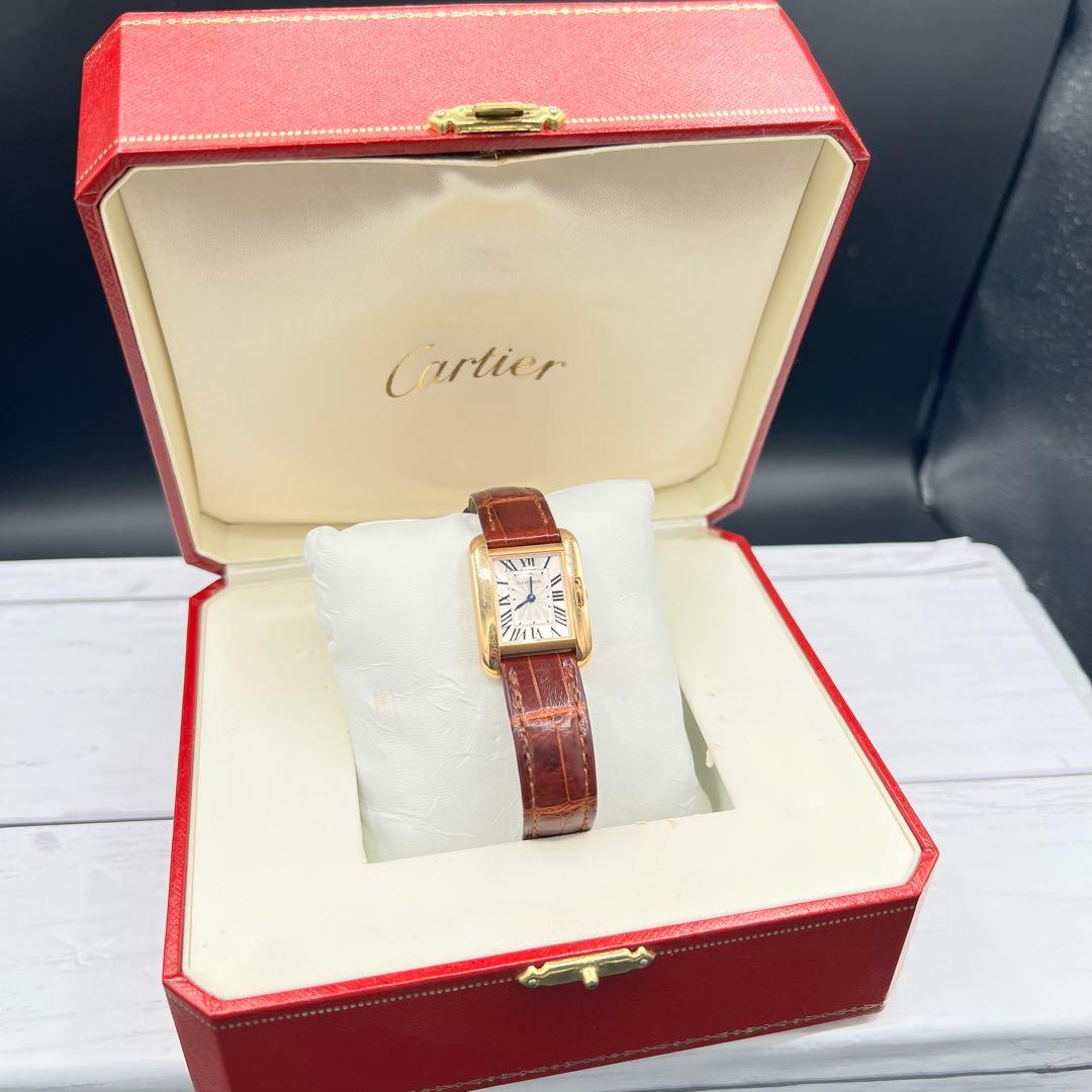 Cartier カルティエ タンクアングレーズSM K18 PG/革ベルト