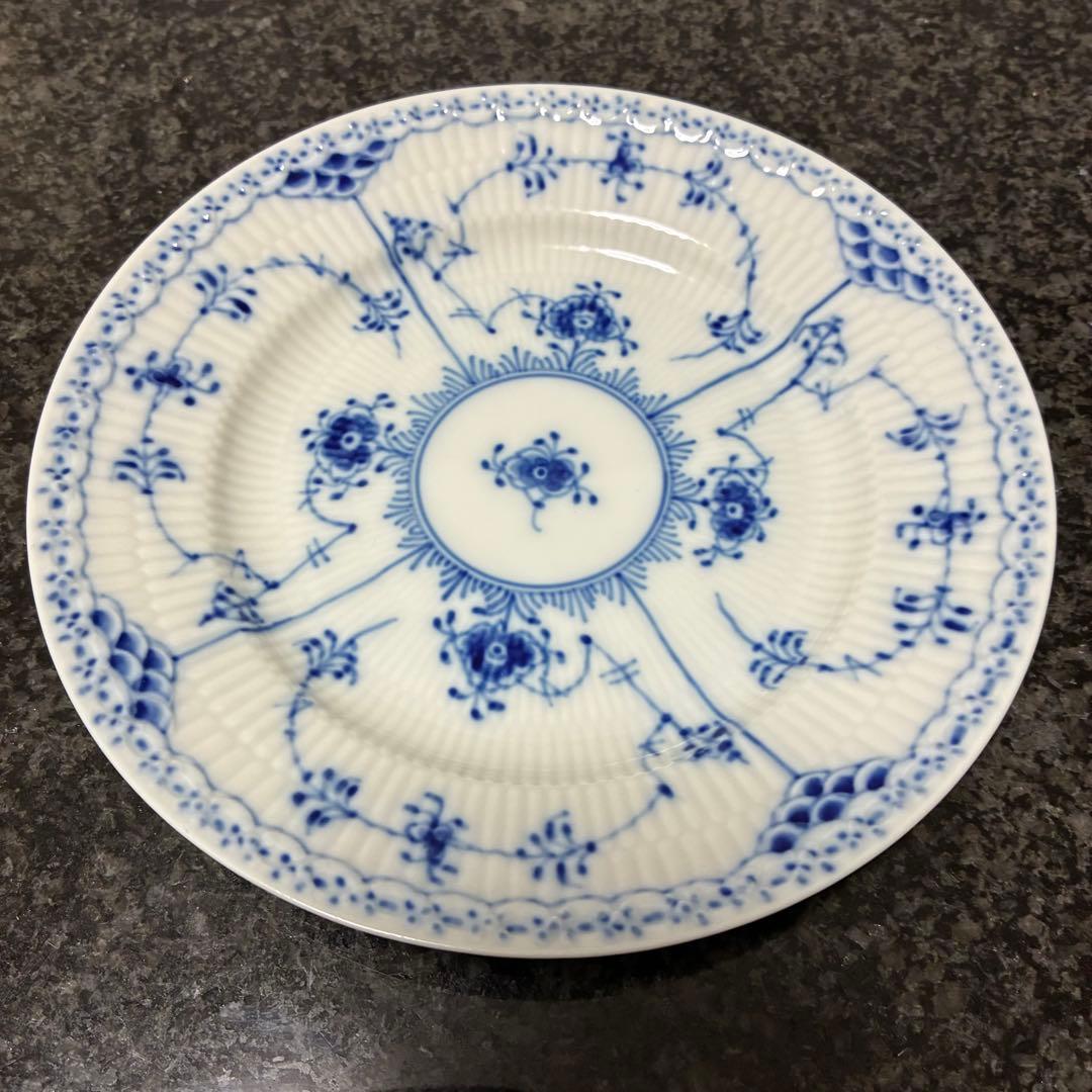 ロイヤルコペンハーゲン 574 ブルーフルーテッド ハーフレース プレート4枚