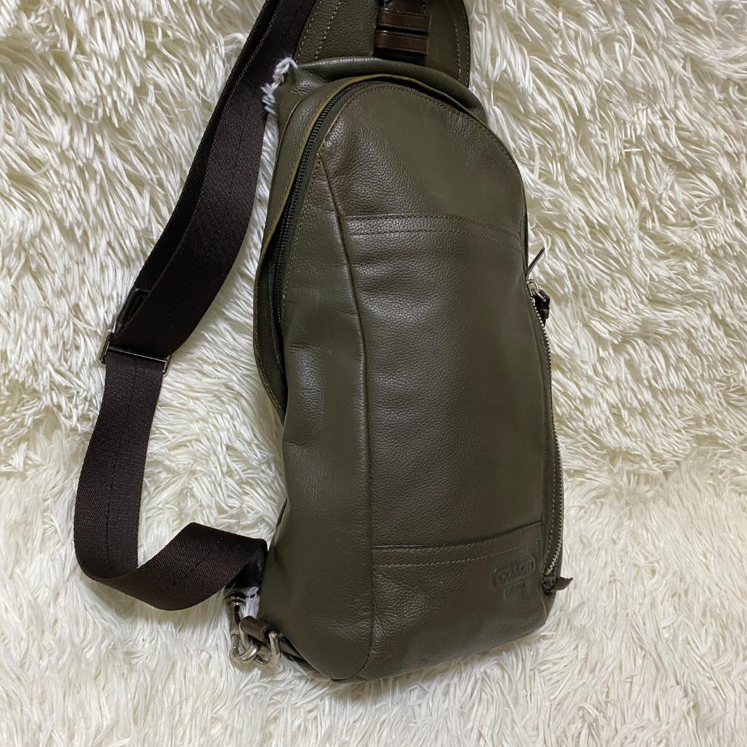 COACH コーチ ボディバッグ レザー オリーブグリーン