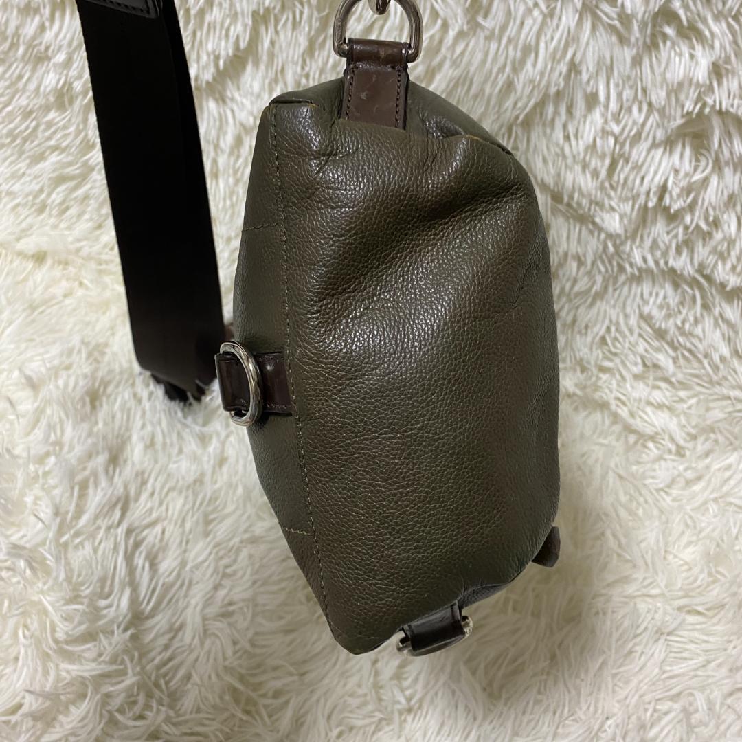 COACH コーチ ボディバッグ レザー オリーブグリーン