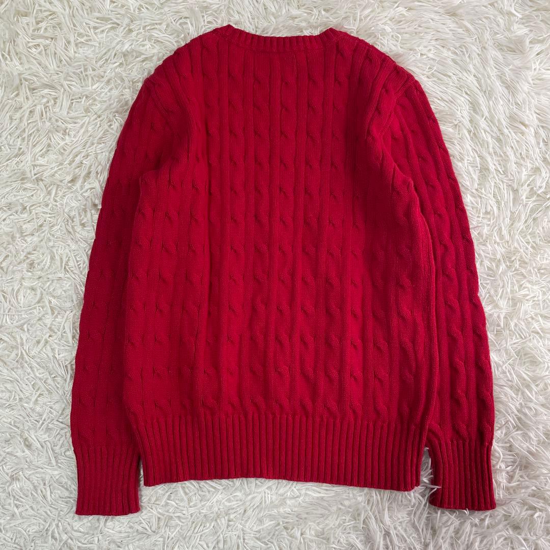 【美品】ポロラルフローレン ケーブルニット レッド ポニー刺繍 赤