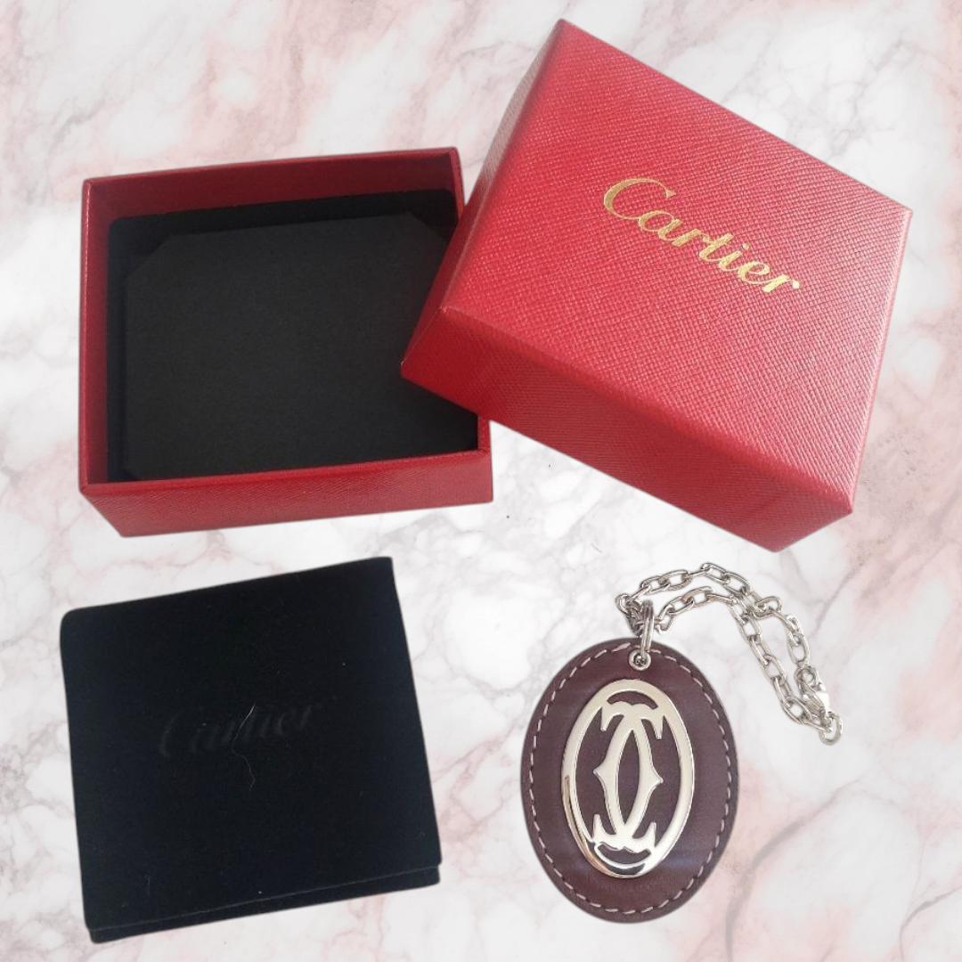 Cartier カルティエ 2Cロゴ バックチャーム キーホルダー レザー