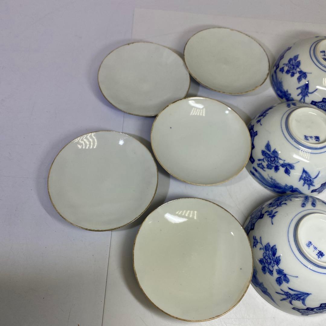 櫻井製　上手鳳凰図　蓋茶碗　5客　東さ8-0120②