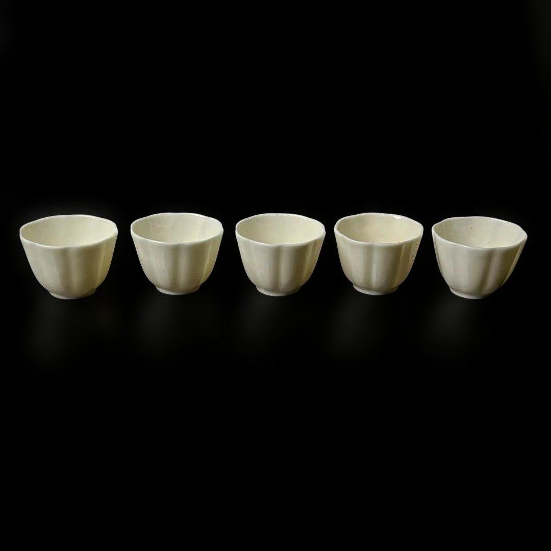 唐物 白南京 白磁 稜花形煎茶碗 五客 白釉碗 中国美術 古玩 SH20