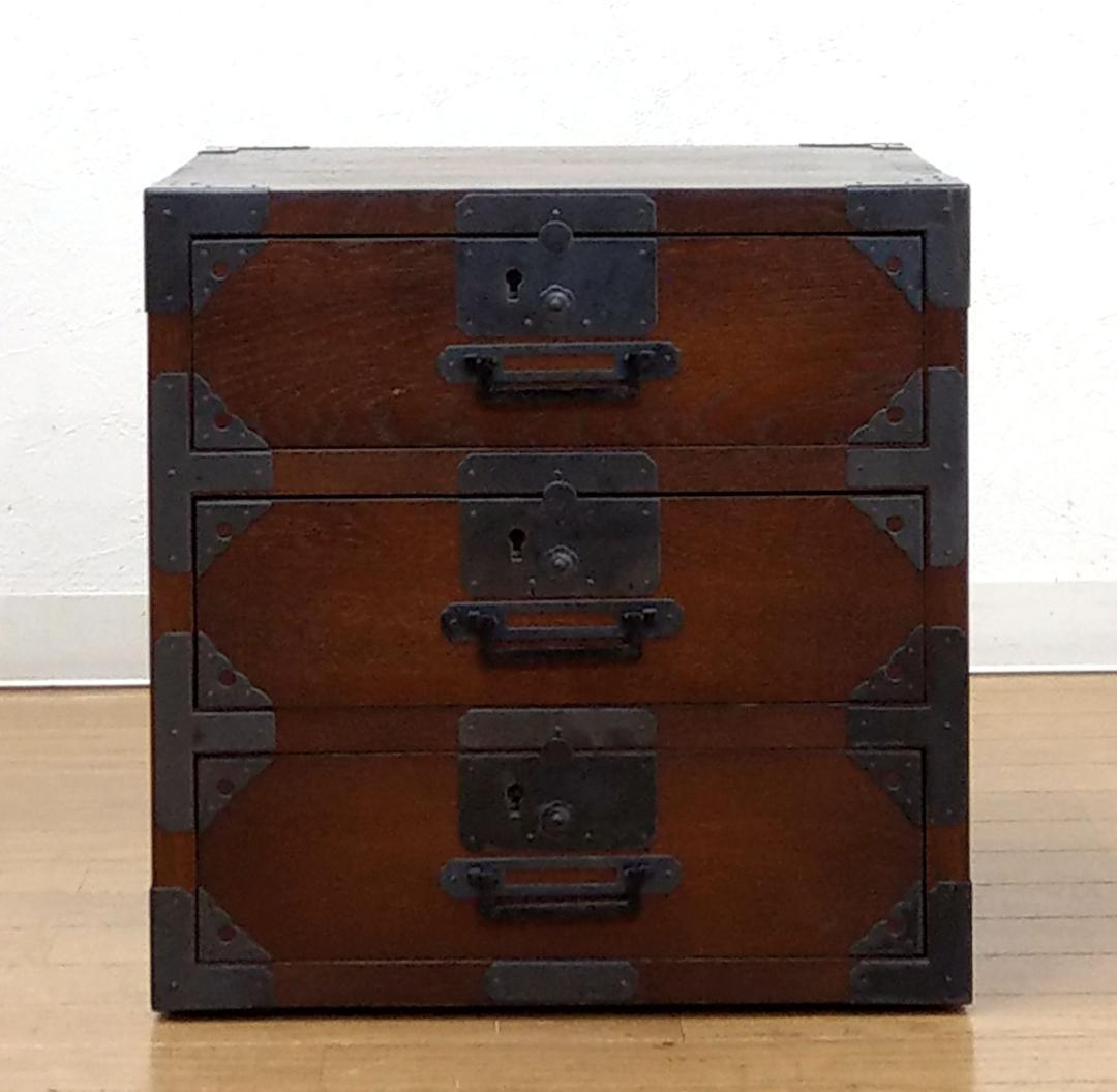 キツツキ ナラ材 鍵付き 装飾金具 小引き出し 小箪笥 小物入れ 整理収納 家具