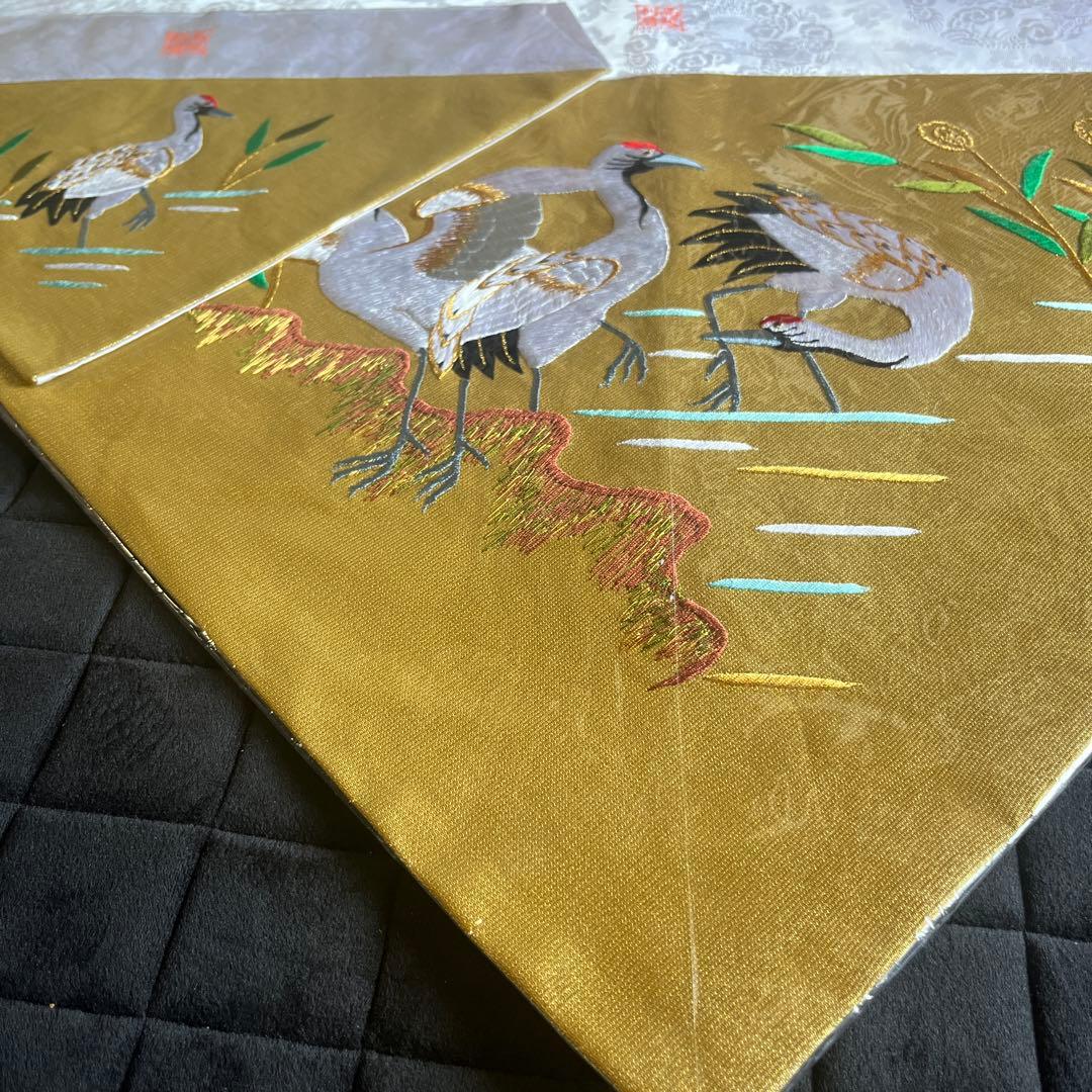 お仏具打敷　200代　芦に鶴　サイズ約大幅90×54cm