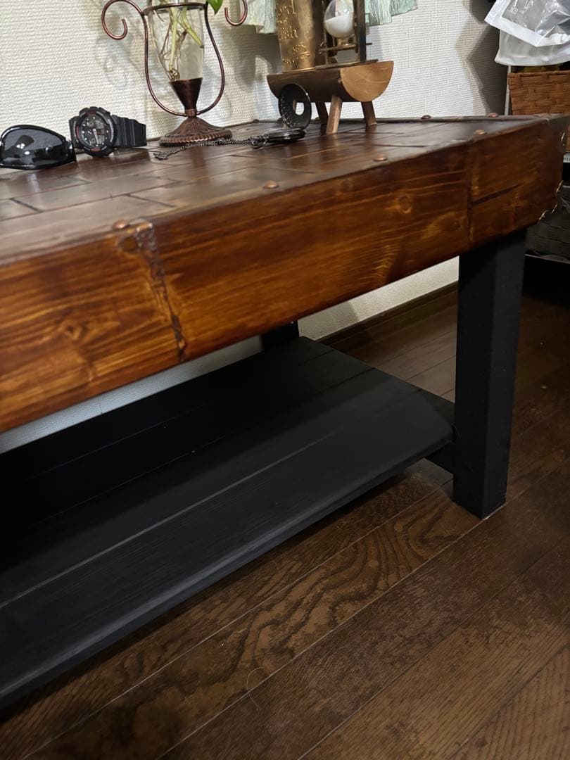 木製センターテーブル コーヒーテーブル ディスプレイラック