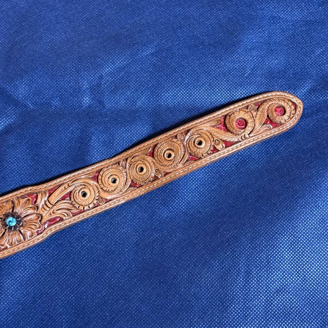 FUNNY 窪田クラフト ベルト 34インチ ハーマンオーク ターコイズクボタ