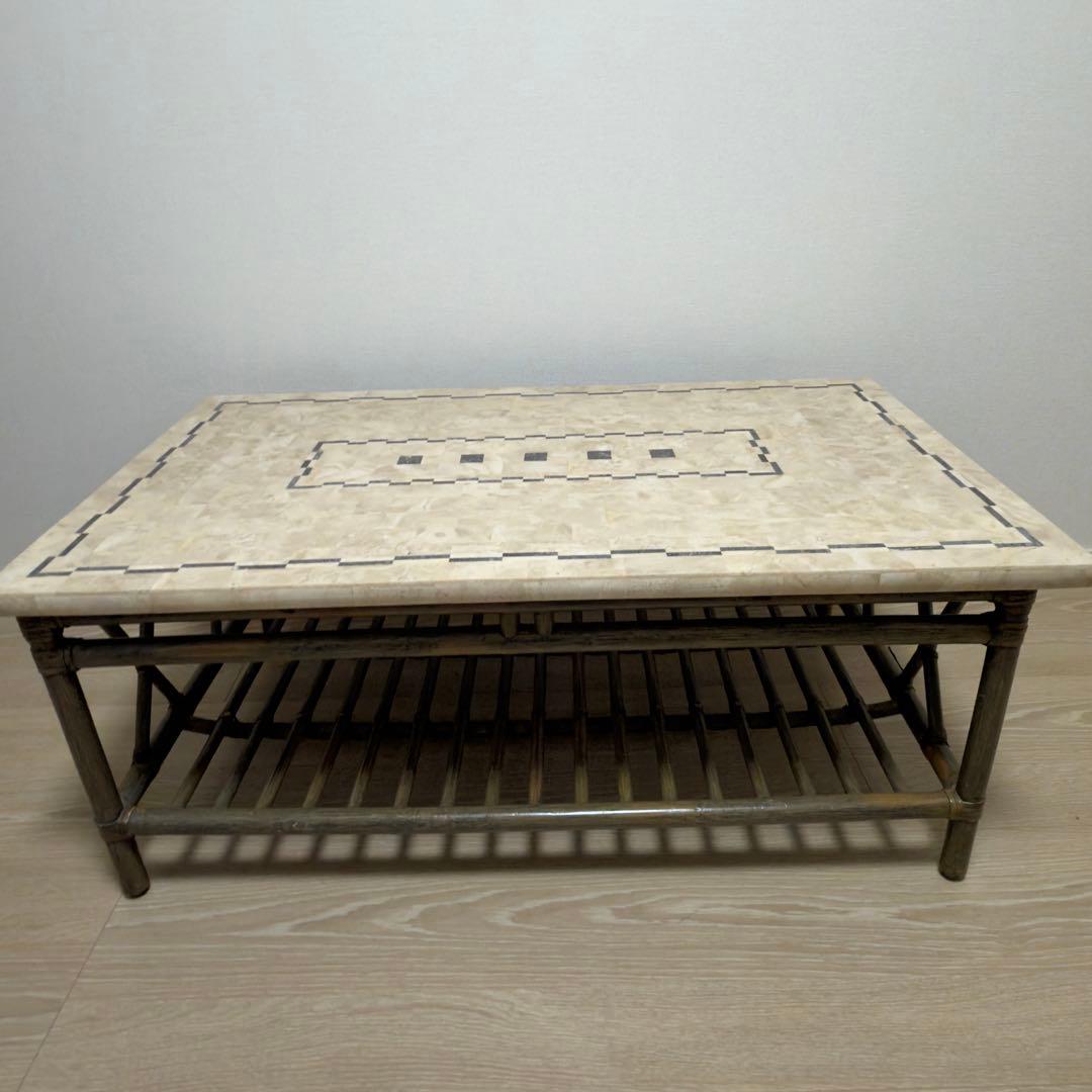 CASABLANCA カサブランカ ラタン石材天板 センターテーブル