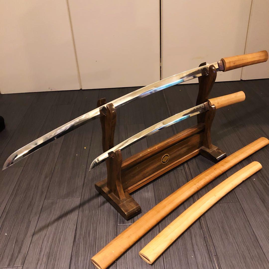 本格模造刀 白鞘 合金製 大小セット　長脇差　2本　拵え　太刀　居合刀