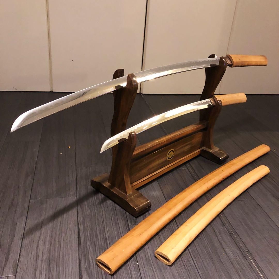 本格模造刀 白鞘 合金製 大小セット　長脇差　2本　拵え　太刀　居合刀