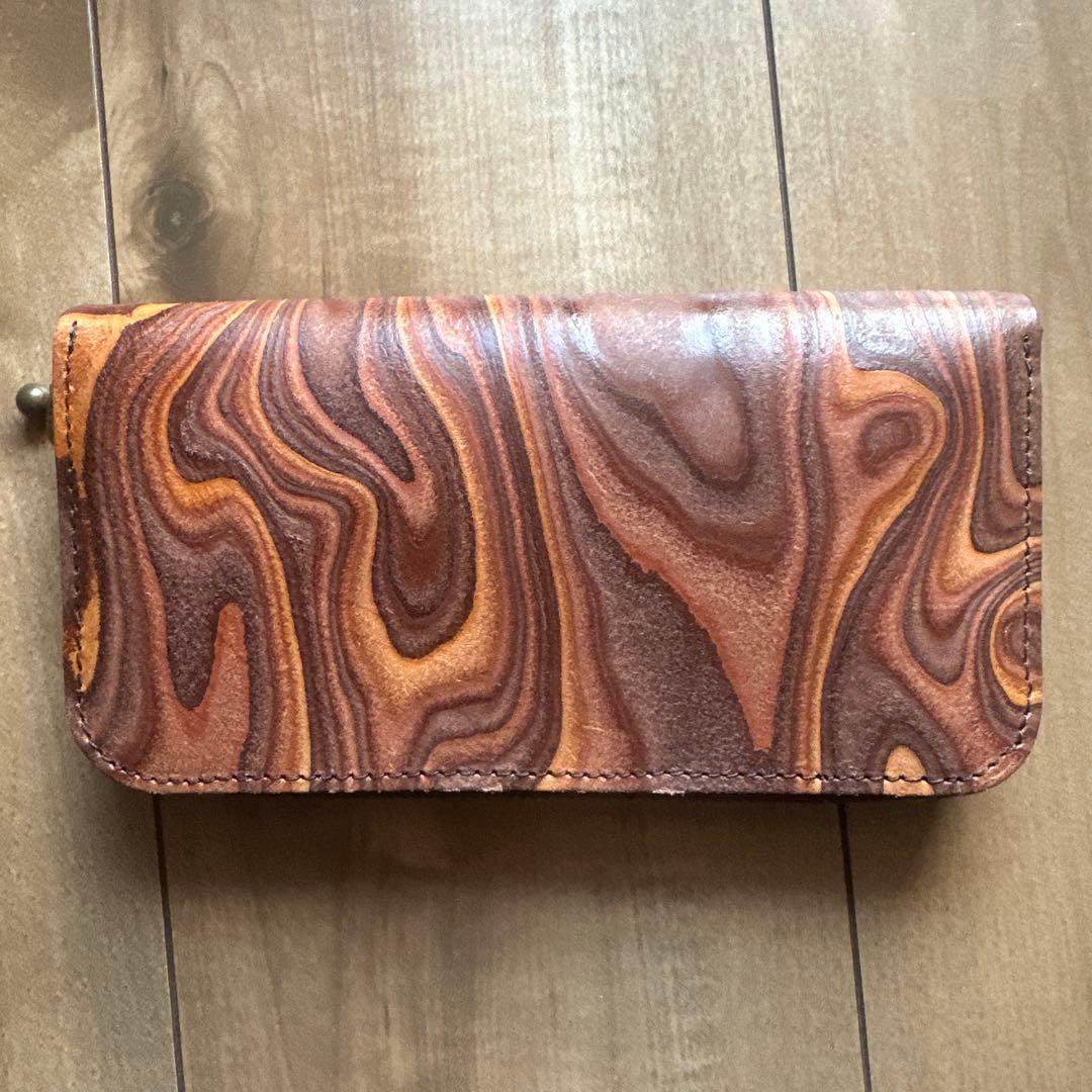 MAGNET スキモレザー 本革 牛革 二つ折り 長財布 ウォレット 木目調 柄