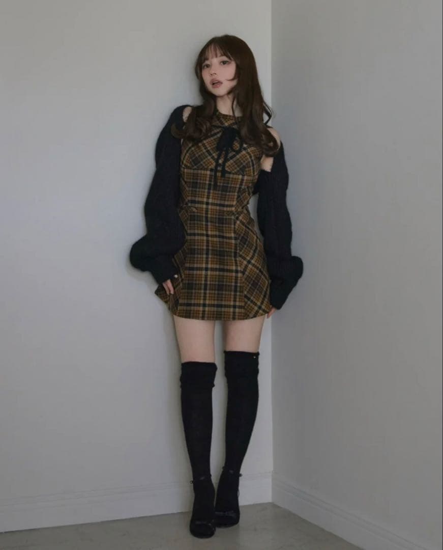 ワンピース Mimi check set mini dress andmary