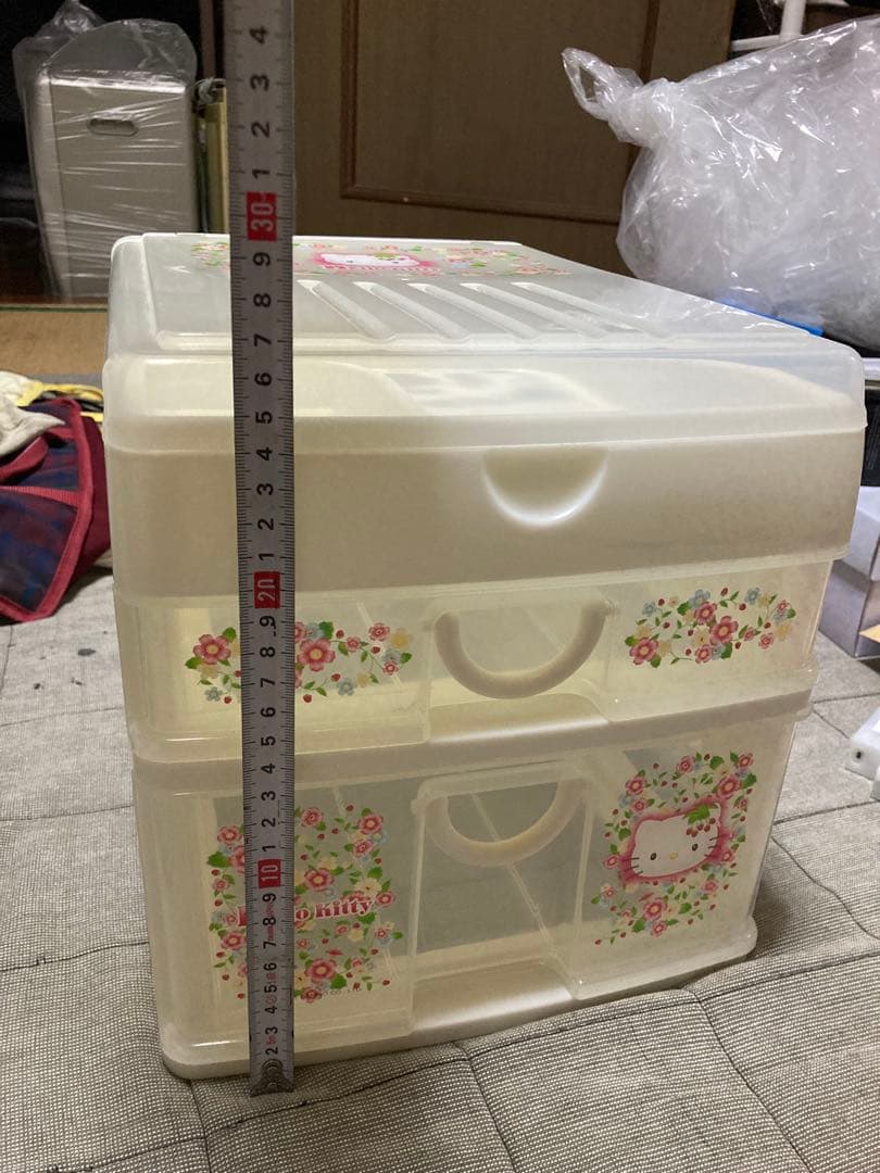 ハローキティーフラワー柄 クリア収納ボックス