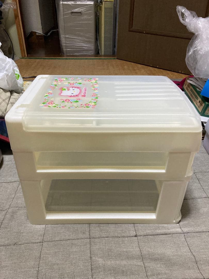 ハローキティーフラワー柄 クリア収納ボックス