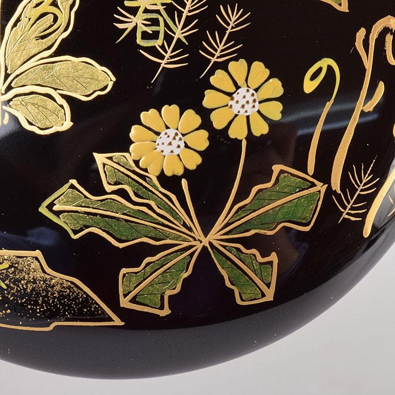 茶道具　越前塗師　宮田宗景作　螺鈿　春の若草蒔絵　金輪寺　棗　共箱　VR8993