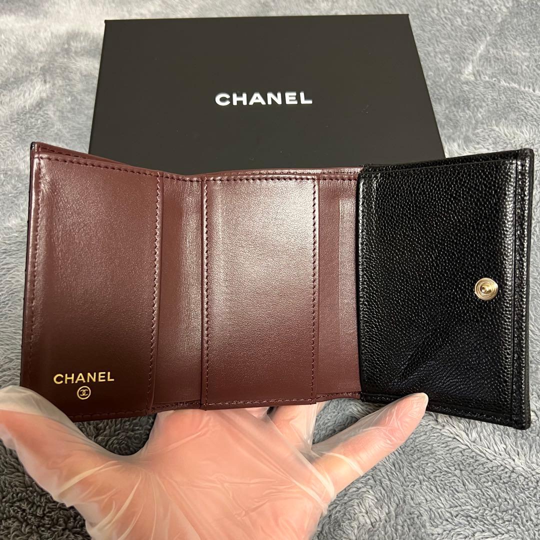 『美品』シャネルCHANEL財布三つ折り財布ミニウォレットマトラッセコンパクト