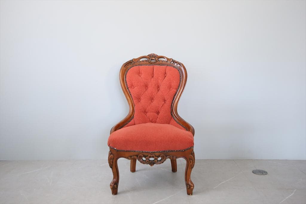 英国アンティーク猫脚ナーシングチェア/木製椅子イス/腰掛け椅子ソファ(88-30