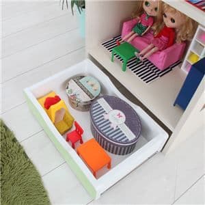 ドールハウス型 収納棚 【スカイブルー】 幅54cm 日本製 キャスターフック付