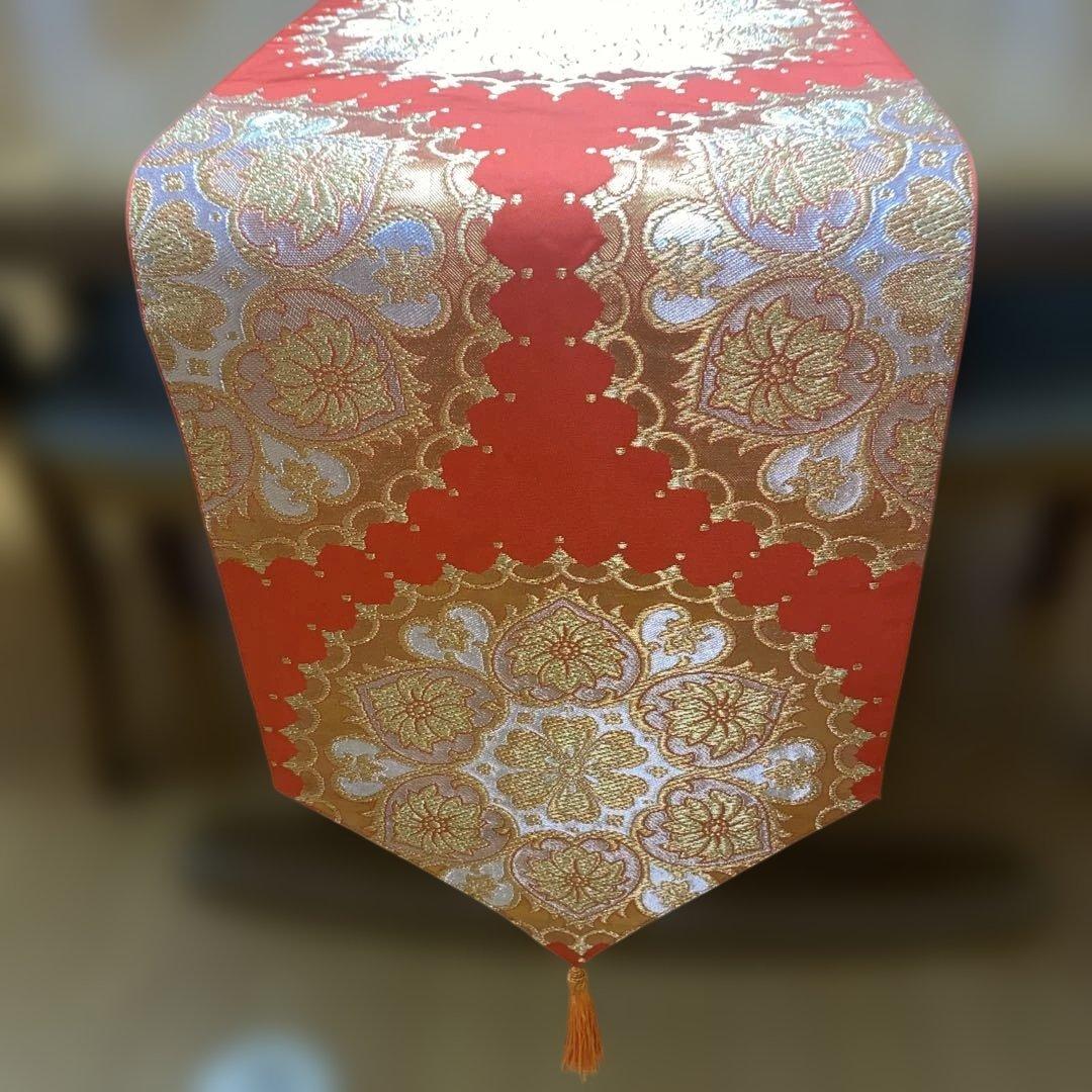 table runner 川島織物　金彩華紋　帯リメイク　長尺