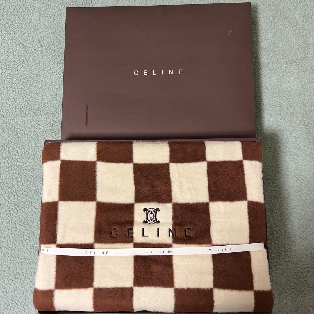 【新品未使用】CELINE セリーヌ 綿毛布 140×200 ブロック柄 希少