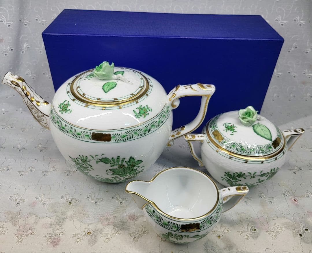 未使用近✨ヘレンド インドの華 ティーポット、シュガー、クリーマー