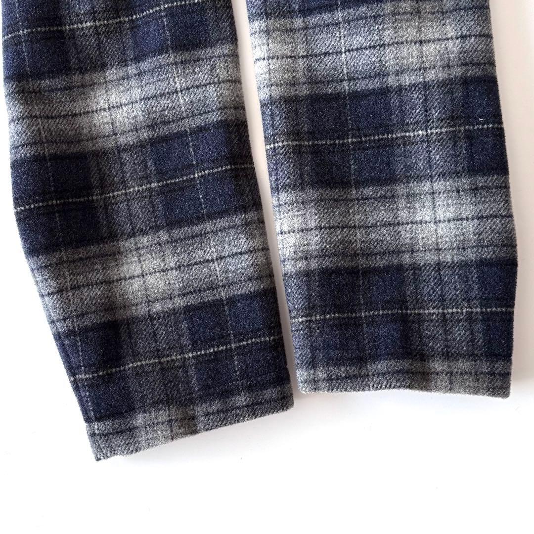 現行 完売品 Papas+ メルトンチェックベロア風仕上げ ステンカラーブルゾン