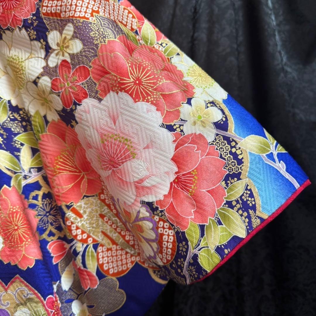 美品　京友禅　古典　地紋　駒刺繍　金彩　パール加工　フルセット　振袖　振り袖