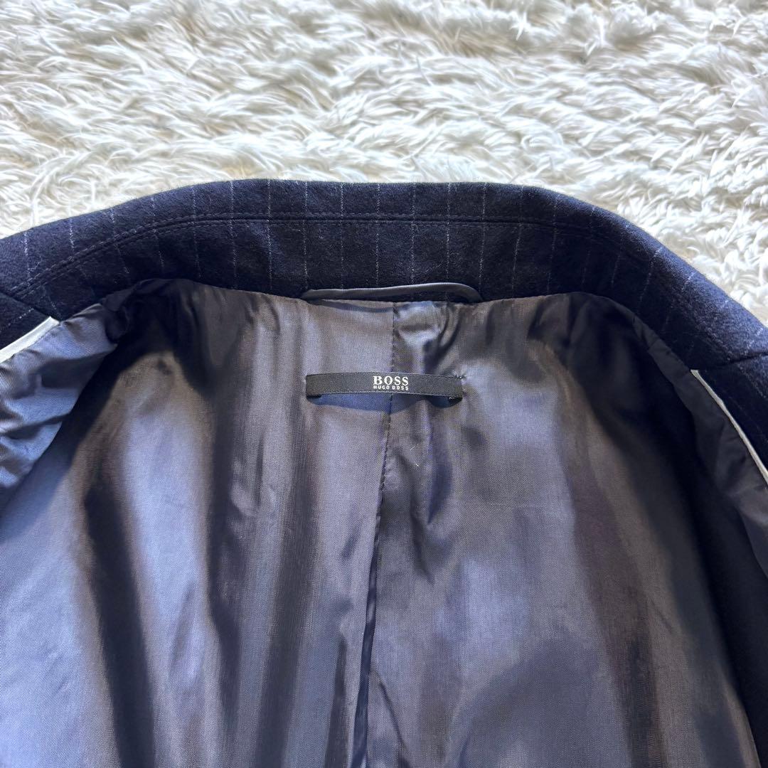 極美品　ヒューゴボス　ビジネス　パンツ　スーツ　セットアップ　カシミヤ　ネイビー