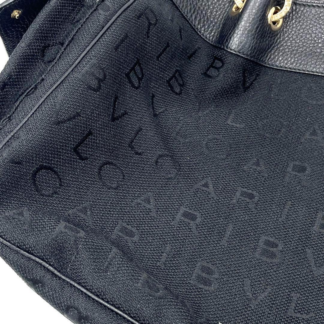 極美品・希少 ブルガリ 2way ボストンバッグ ロゴマニア Wポケット 黒