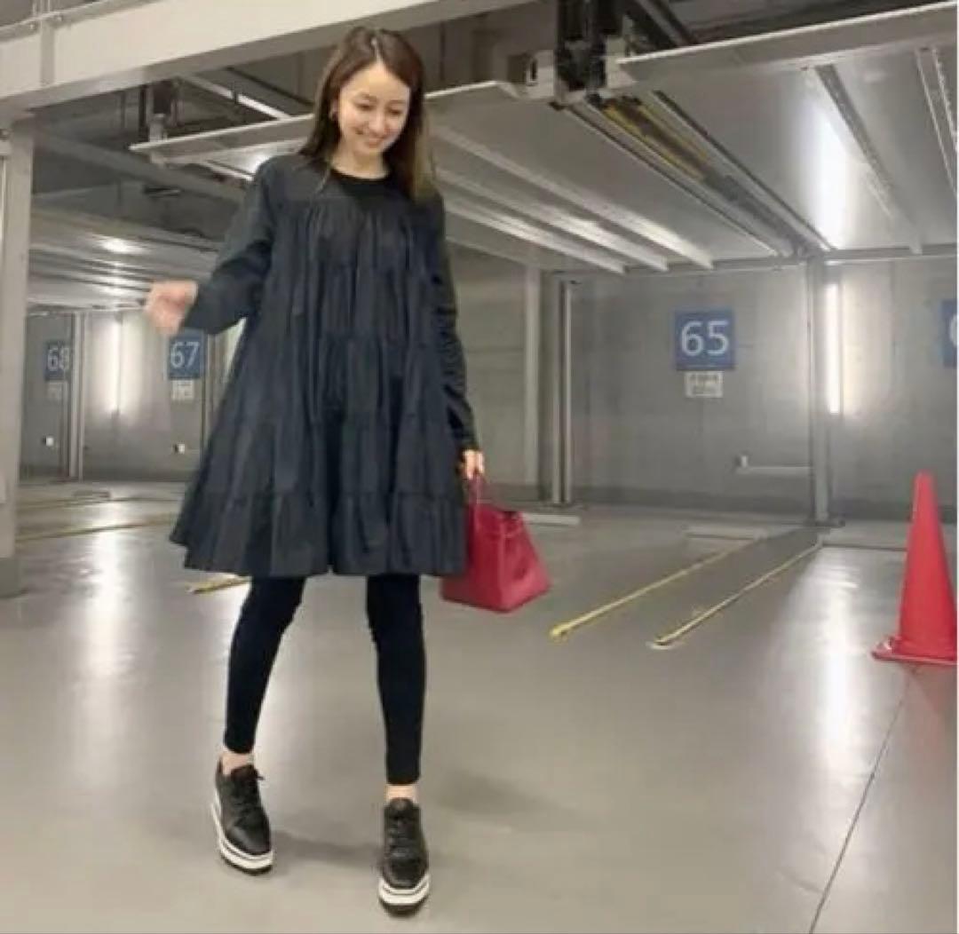 美品 マーレット ソリマン ティアードワンピース ブラック　XS