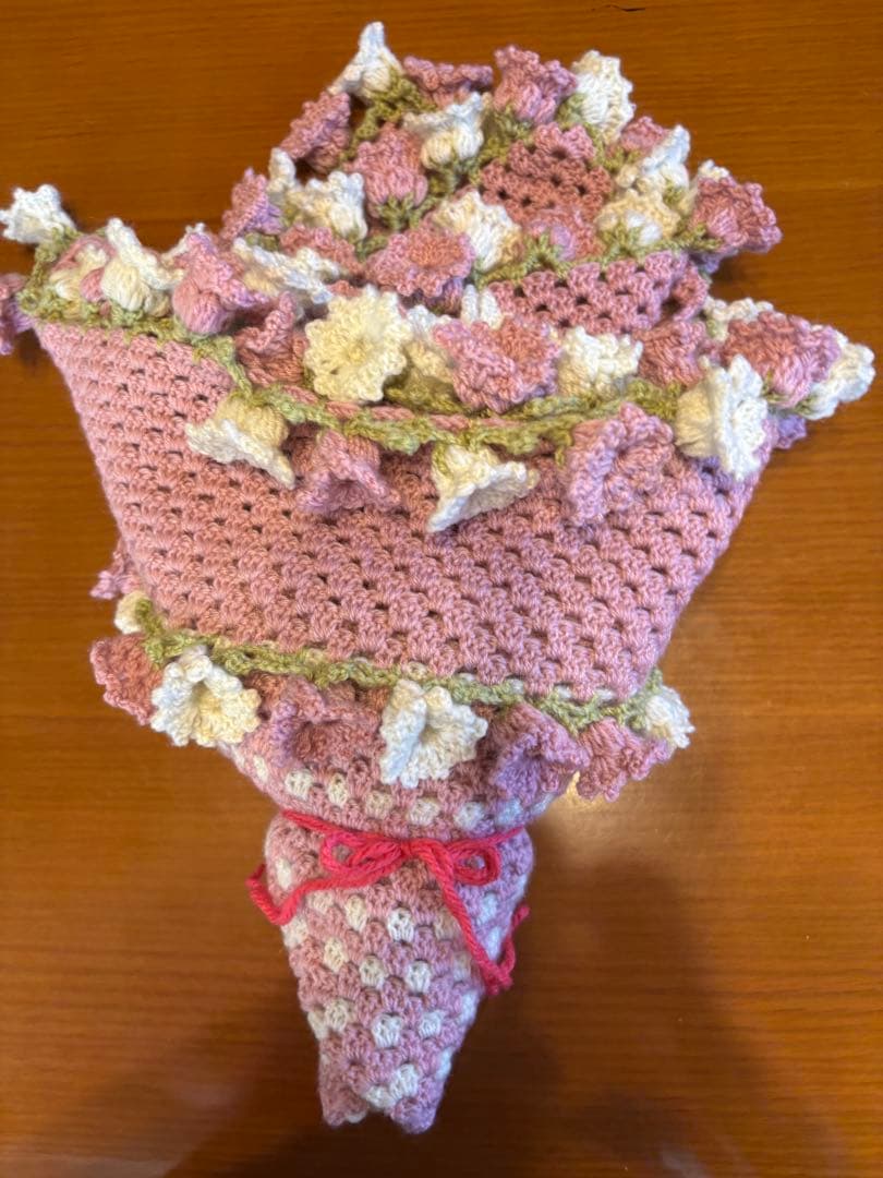 手編み 花束ブランケット2点 ルビー