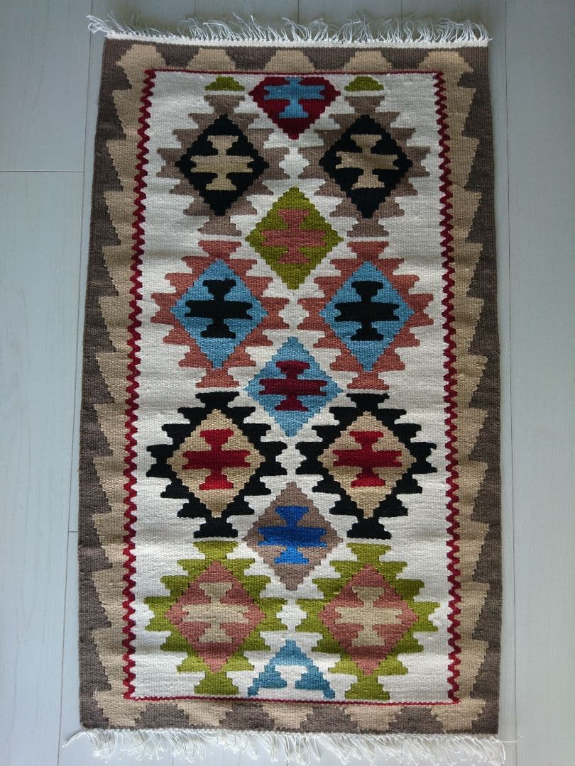 ペルシャ キリム 約95×57cm 手織り ベージュトーン アルダビール産