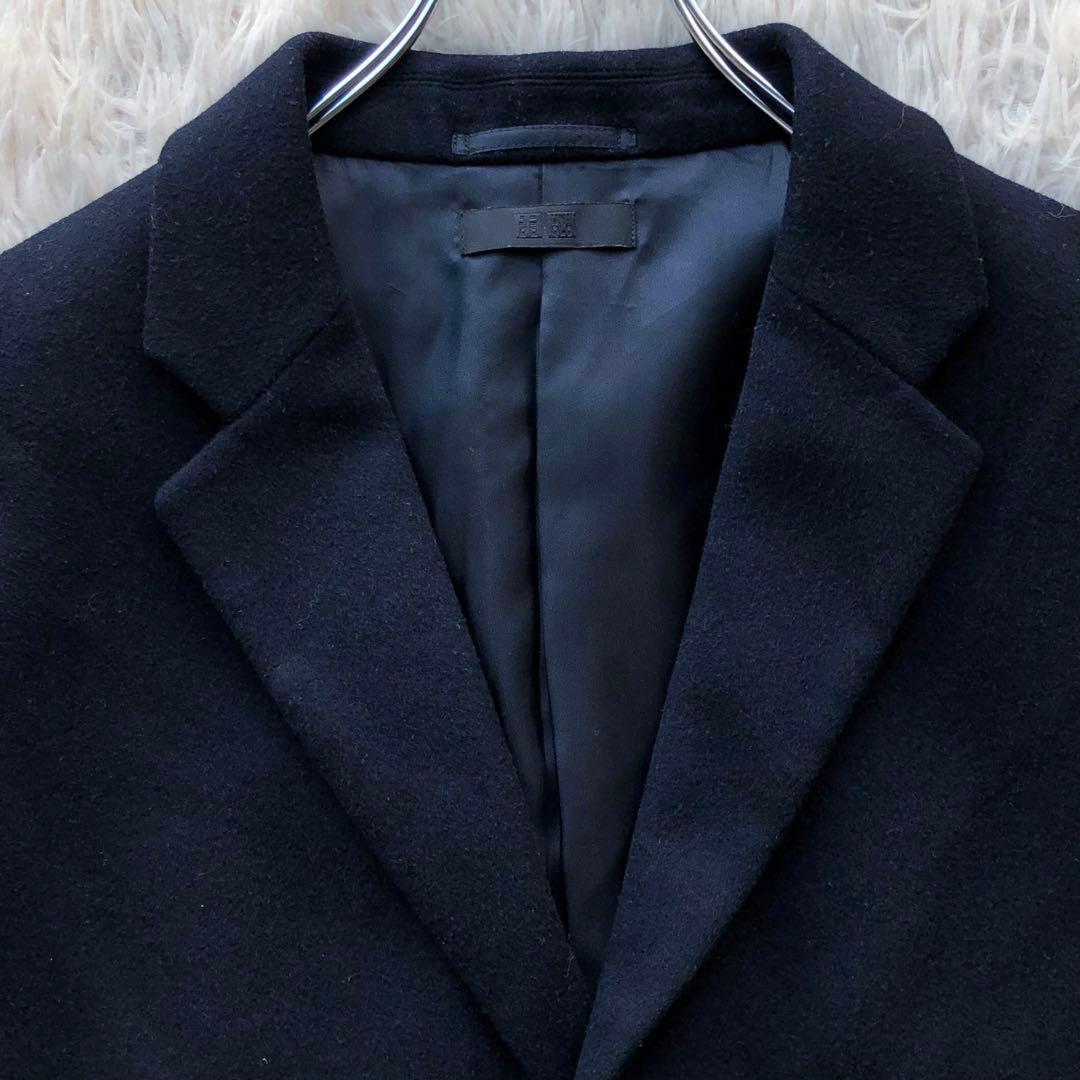 【美品 超希少サイズXL】ユニクロ　チェスターコート　紺　ウールカシミヤ　ロング