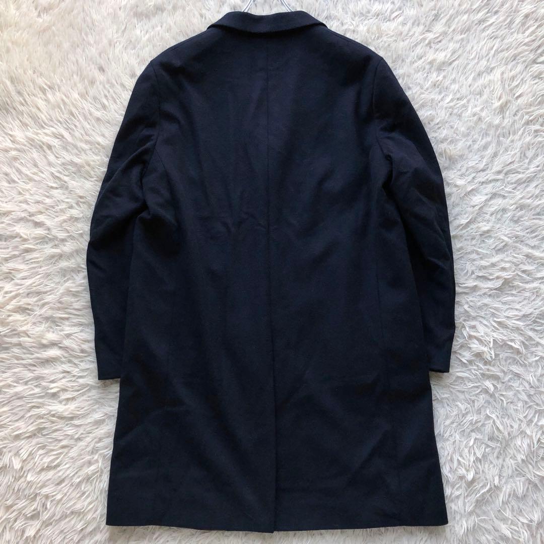 【美品 超希少サイズXL】ユニクロ　チェスターコート　紺　ウールカシミヤ　ロング