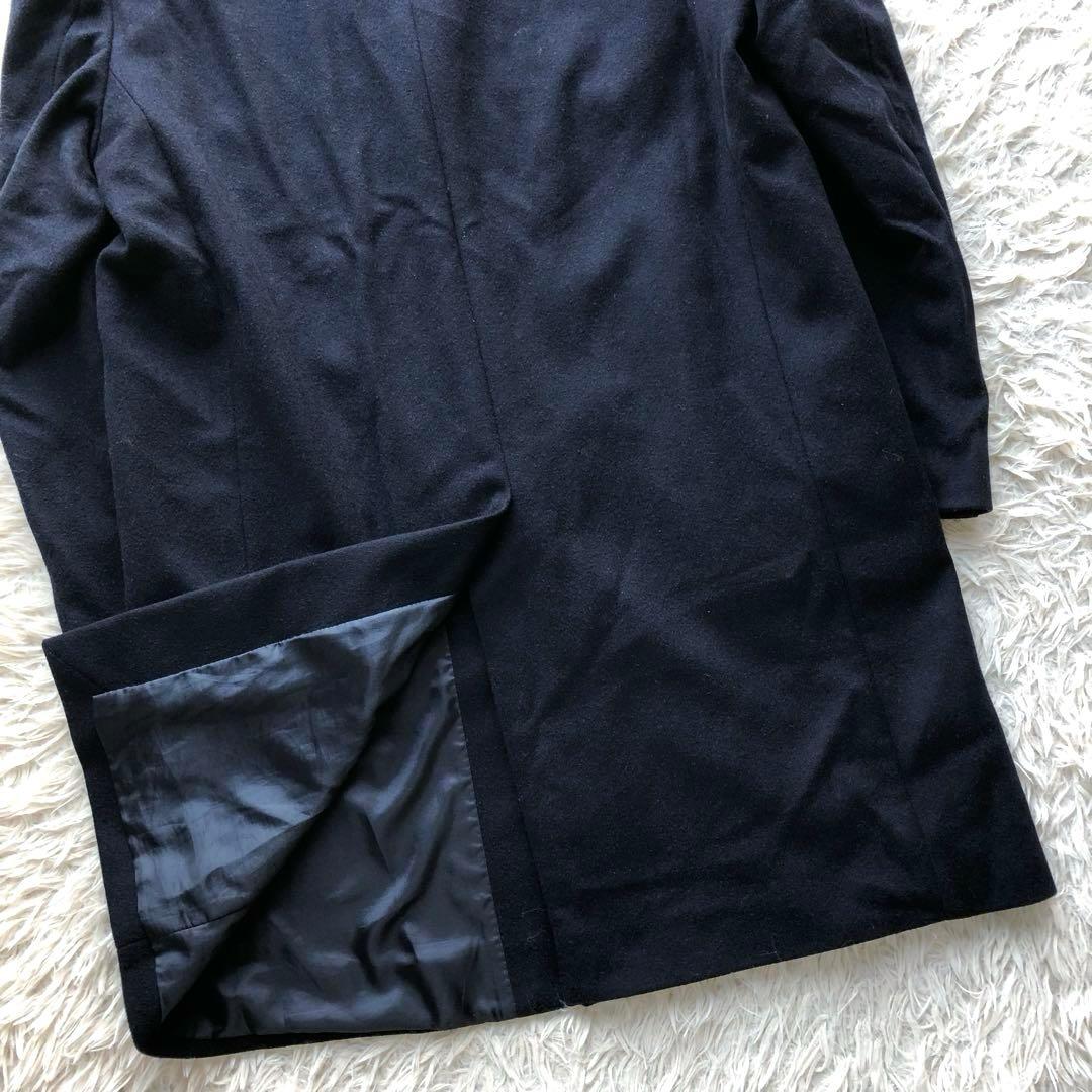 【美品 超希少サイズXL】ユニクロ　チェスターコート　紺　ウールカシミヤ　ロング