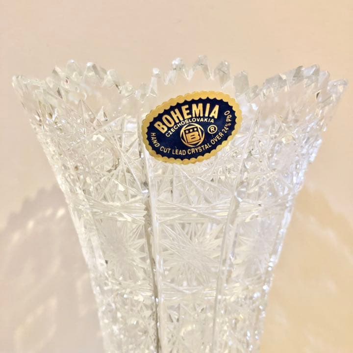 #35 ボヘミア　ガラス　花瓶　花器　Bohemia ハンドカット　クリスタル