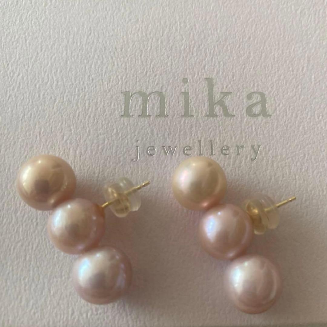 美品ミカジュエリー　パールピアス K18YG