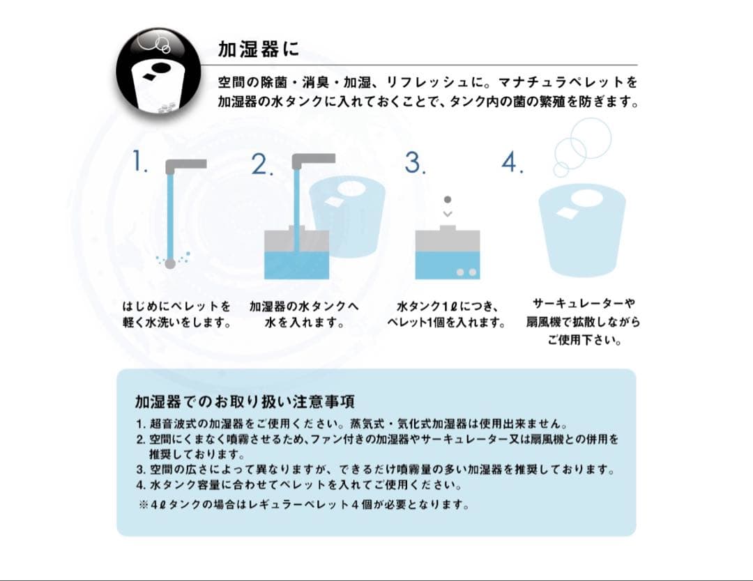 純銀イオン水 マナチュラペレット4g+250mlボトルセットx2除菌・加湿・消臭