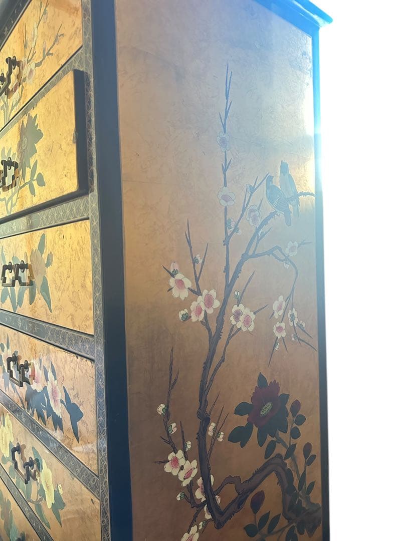 【大幅値下げ！】和風 蒔絵風 ジュエリーシェルフ ビロード張り 6段棚 店舗什器