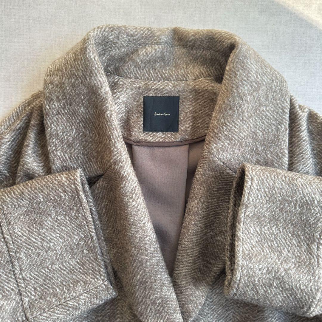 美品▲定価2.9万▲スピック&スパン/Wスライバーヘリンボーンミドルコート 38